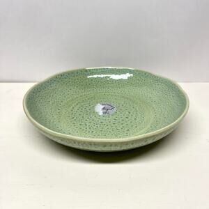 Fapor Shallow Serving Bowl Green Speckled Stoneware